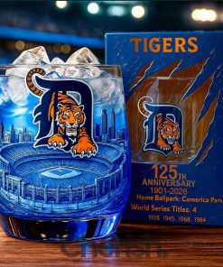 Detroit Tigers 125th Anniversary Whiskey Glass