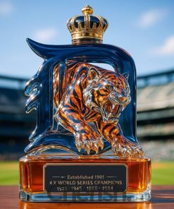 Detroit Tigers ‘Fierce Tiger Head’ 4x World Series Champions Whiskey Bottle