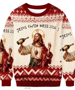 Jesus Christ Bless 2026 Ugly Christmas Sweater