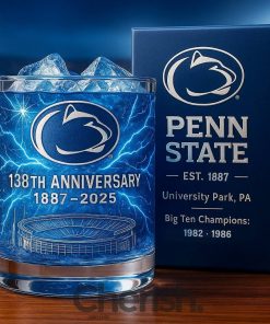 Penn State Nittany Lions 138th Anniversary Whiskey Glass
