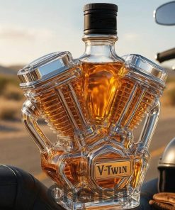 V-Class Motorcycle Engine ‘Unleaded’ Glass Whiskey Bottle