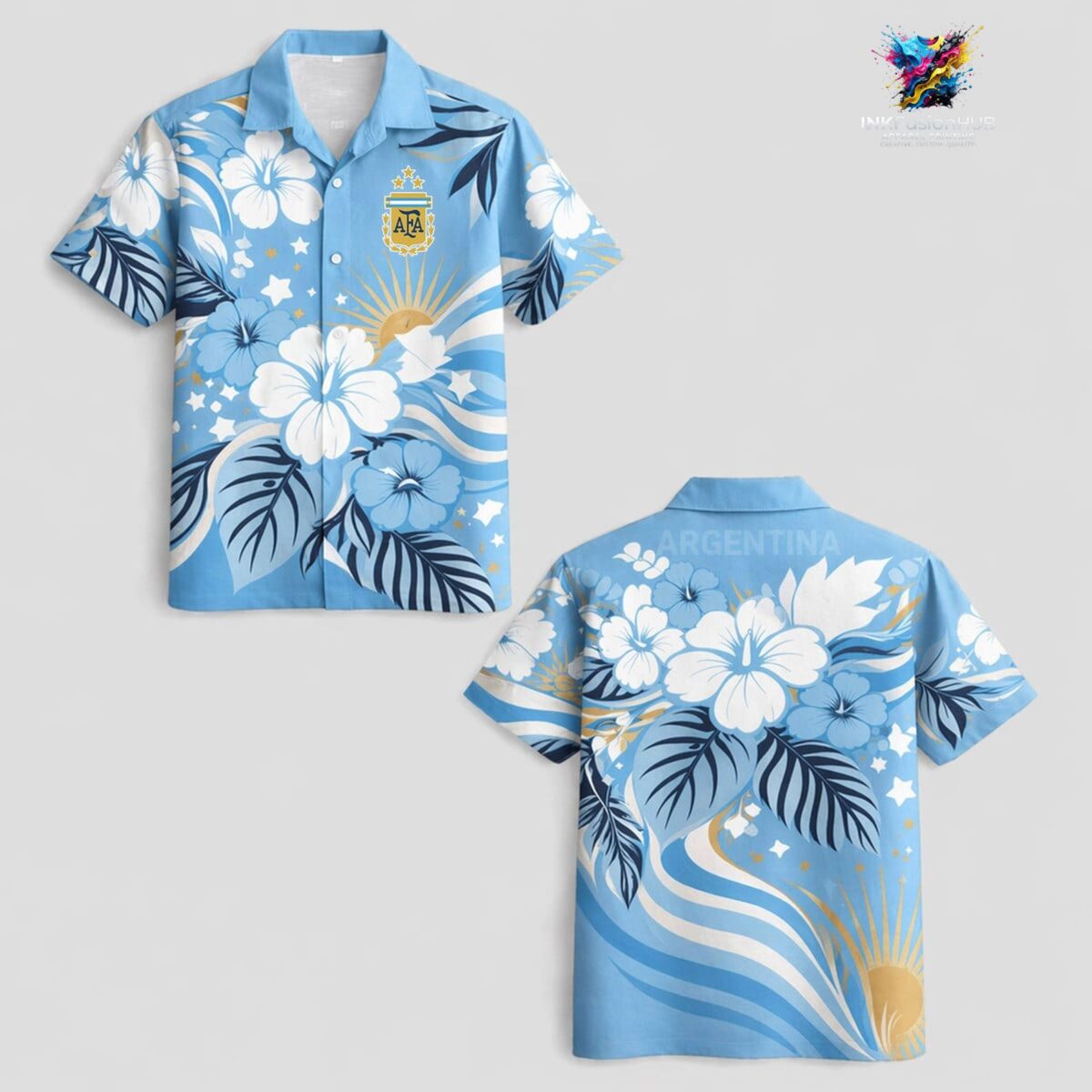 Argentina World Cup 2026 Floral Hawaiian Shirt