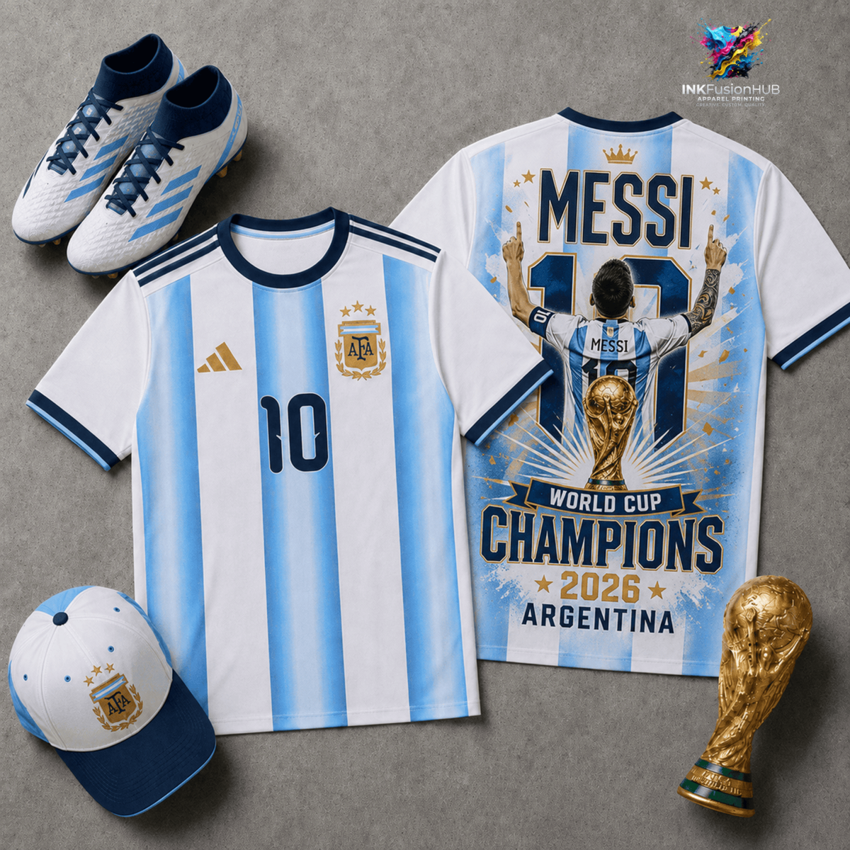 Argentina World Cup 26 Champions Lionel Messi TShirt