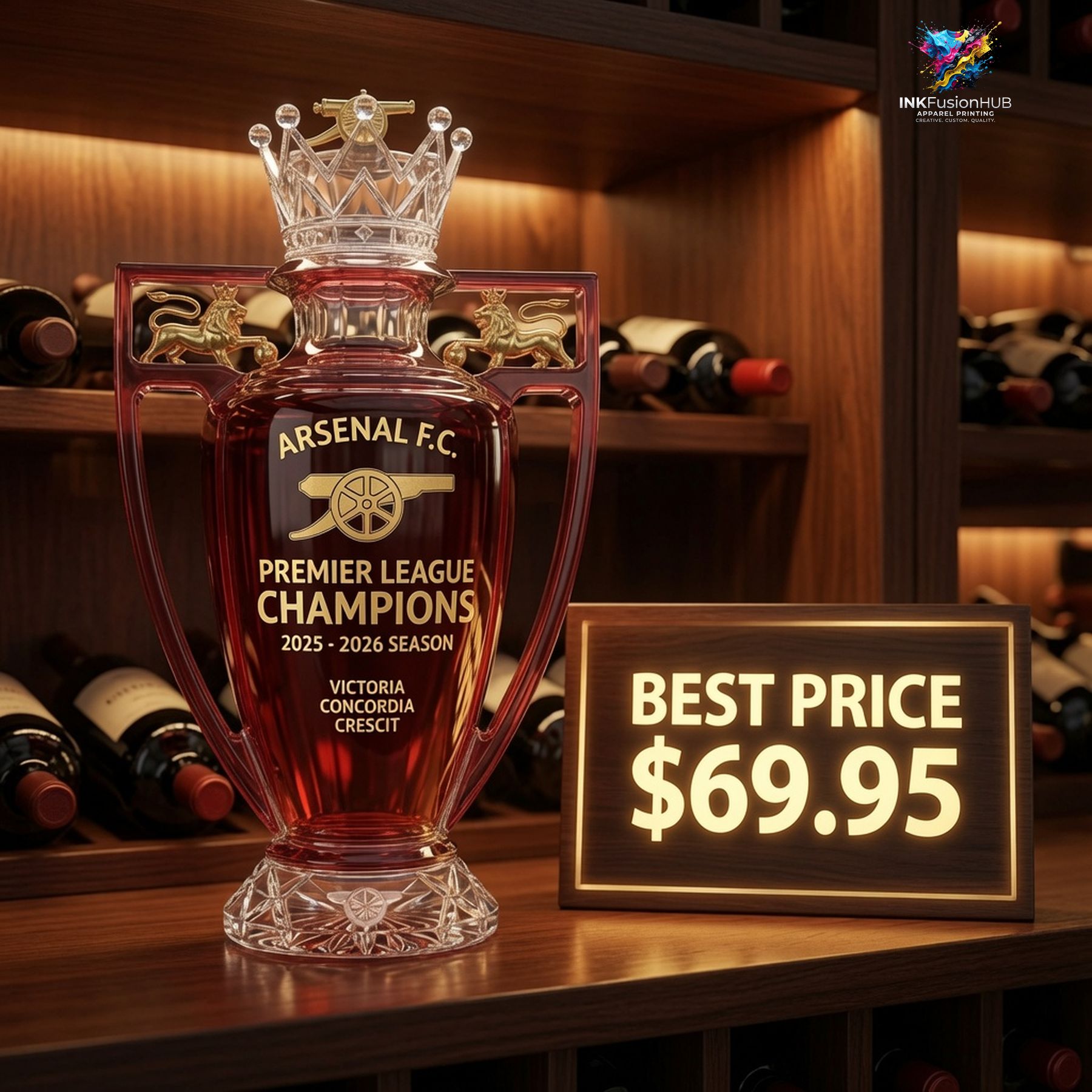 Arsenal The Gunners 2026 EPL Champions Whiskey Bottle Arsenal The Gunners 2026 EPL Champions Whiskey Bottle