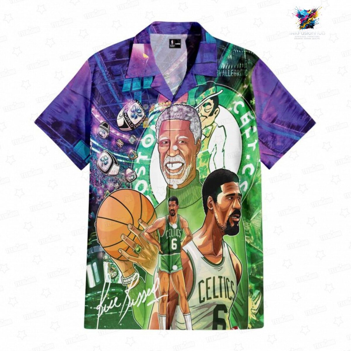 Bill Russell Boston Celtics Legacy Hawaiian Shirt