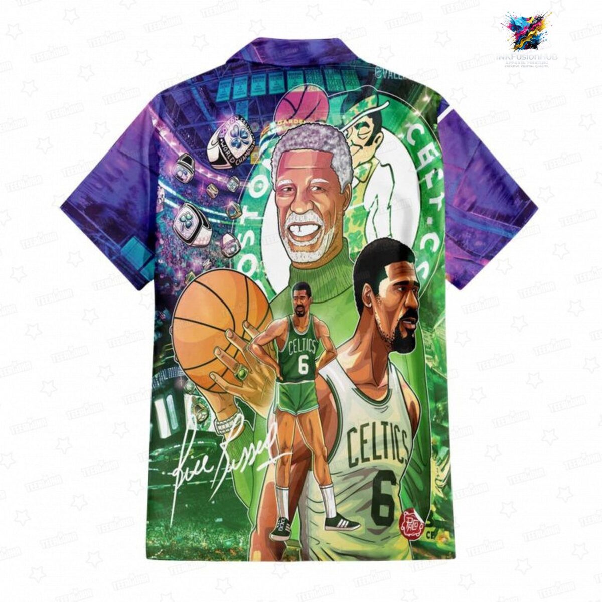 Bill Russell Boston Celtics Legacy Hawaiian Shirt