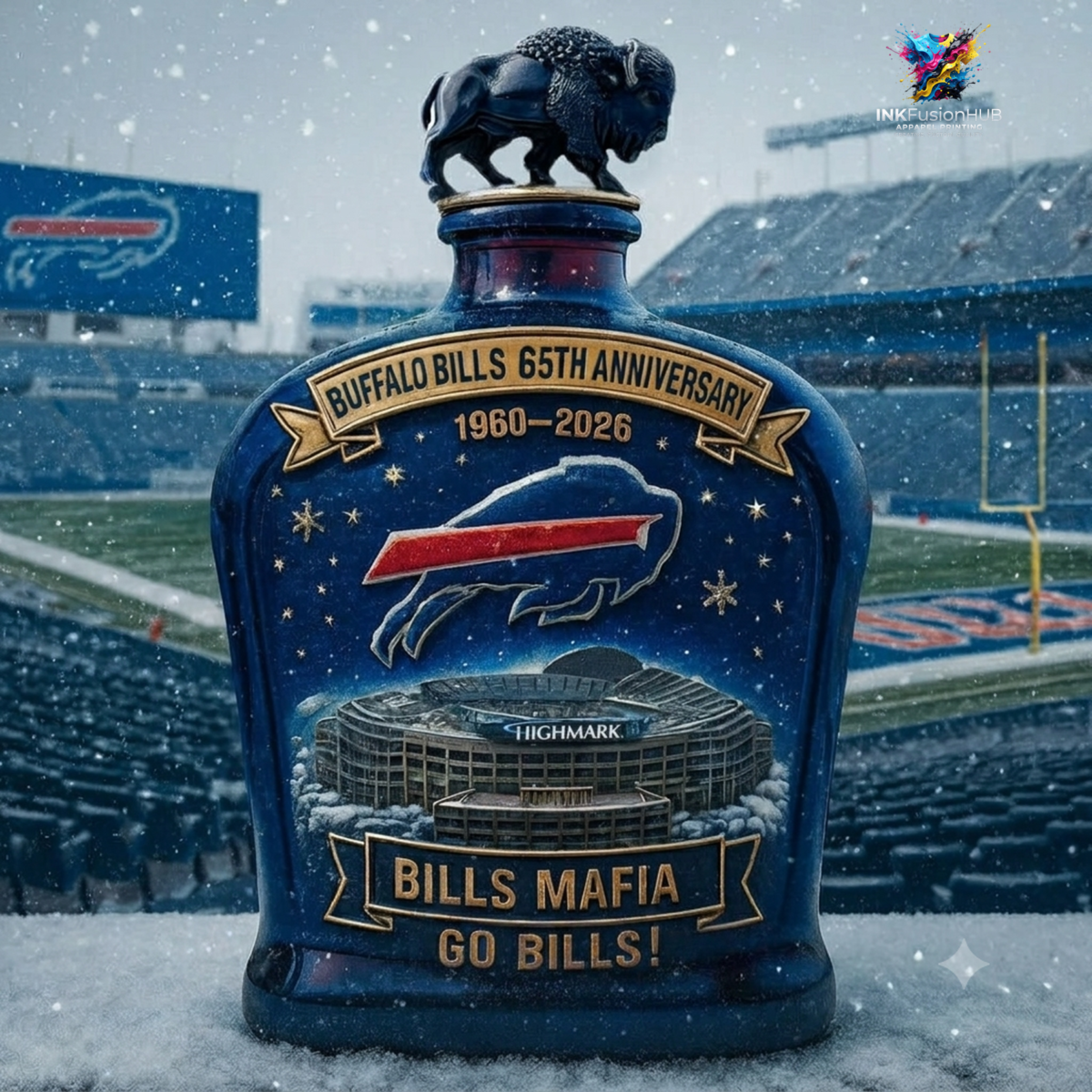 Buffalo Bills 65th Anniversary Commemorative Whiskey Bottle