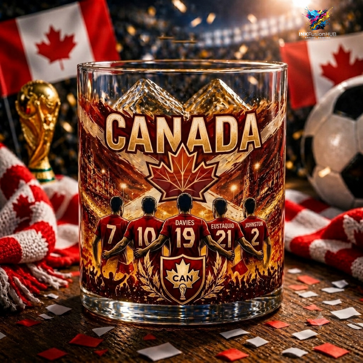 Canada World Cup 2026 Roster Whiskey Glass