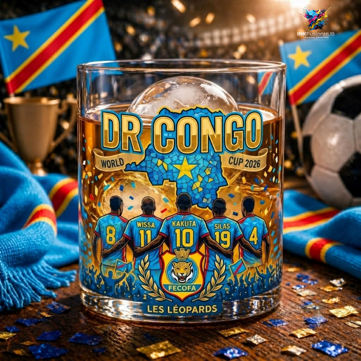 DR Congo World Cup 2026 Les Leopards Roster Whiskey Glass