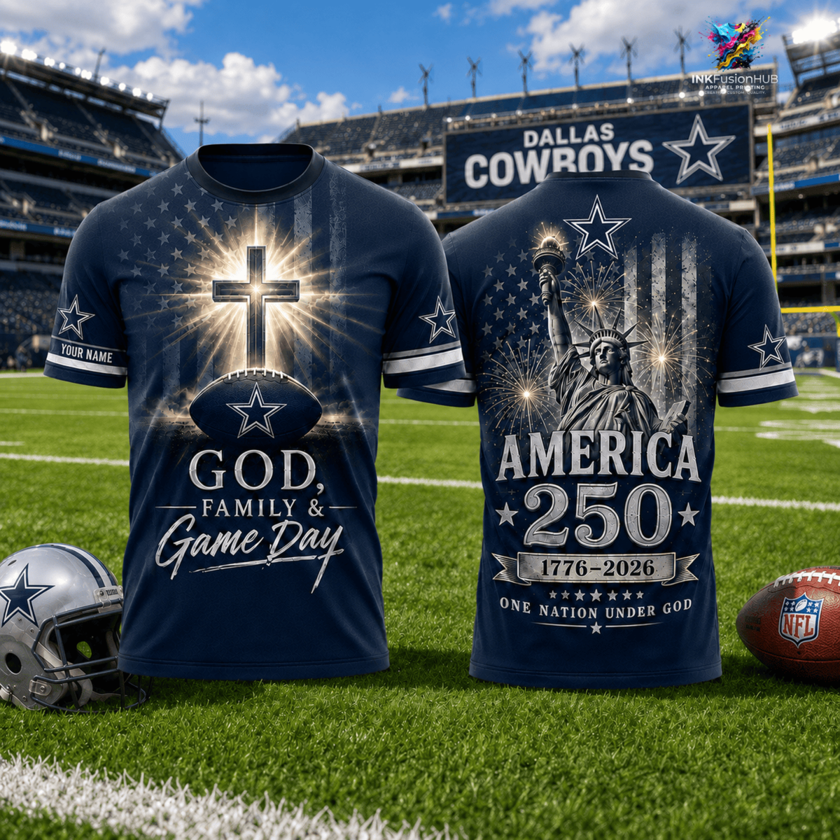 Dallas Cowboys One Nation Under God Personalized T-shirt