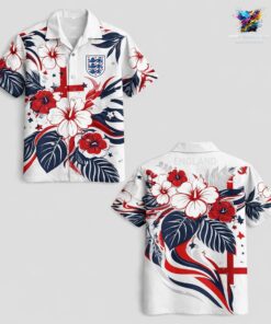 England World Cup 2026 Floral Hawaiian Shirt England World Cup 2026 Floral Hawaiian Shirt
