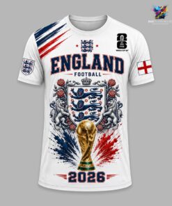 England World Cup 2026 Football T-Shirt — Three Lions Fan Tee