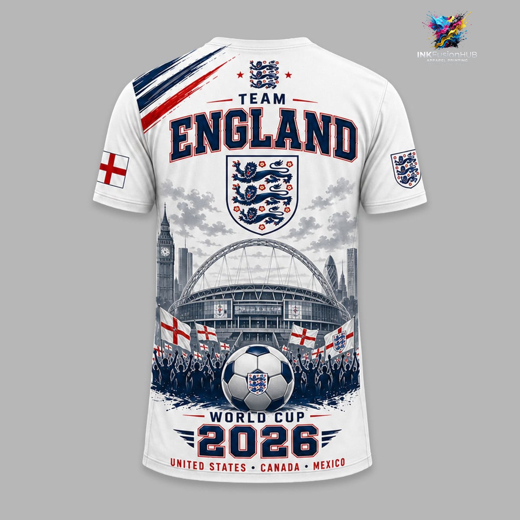 England World Cup 2026 Football T-Shirt — Three Lions Fan Tee England World Cup 2026 Football T-Shirt — Three Lions Fan Tee