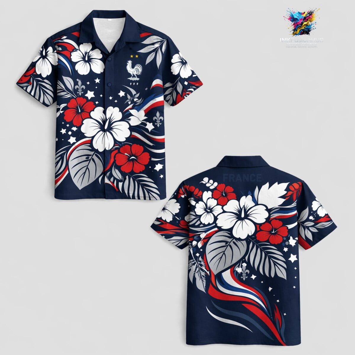 France World Cup 2026 Floral Hawaiian Shirt