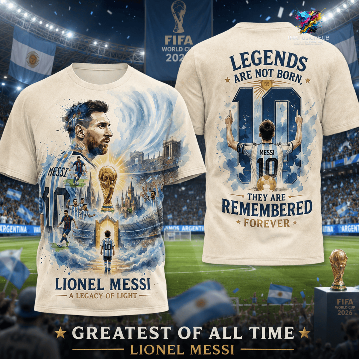 Lionel Messi A Legacy Of Light Argentina World Cup 26 Champions TShirt