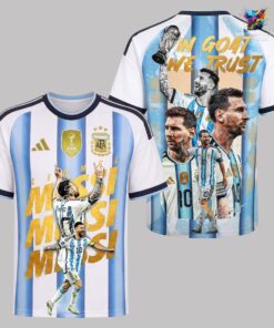 Lionel Messi In Goat We Trust Argentina World Cup 26 Champions TShirt
