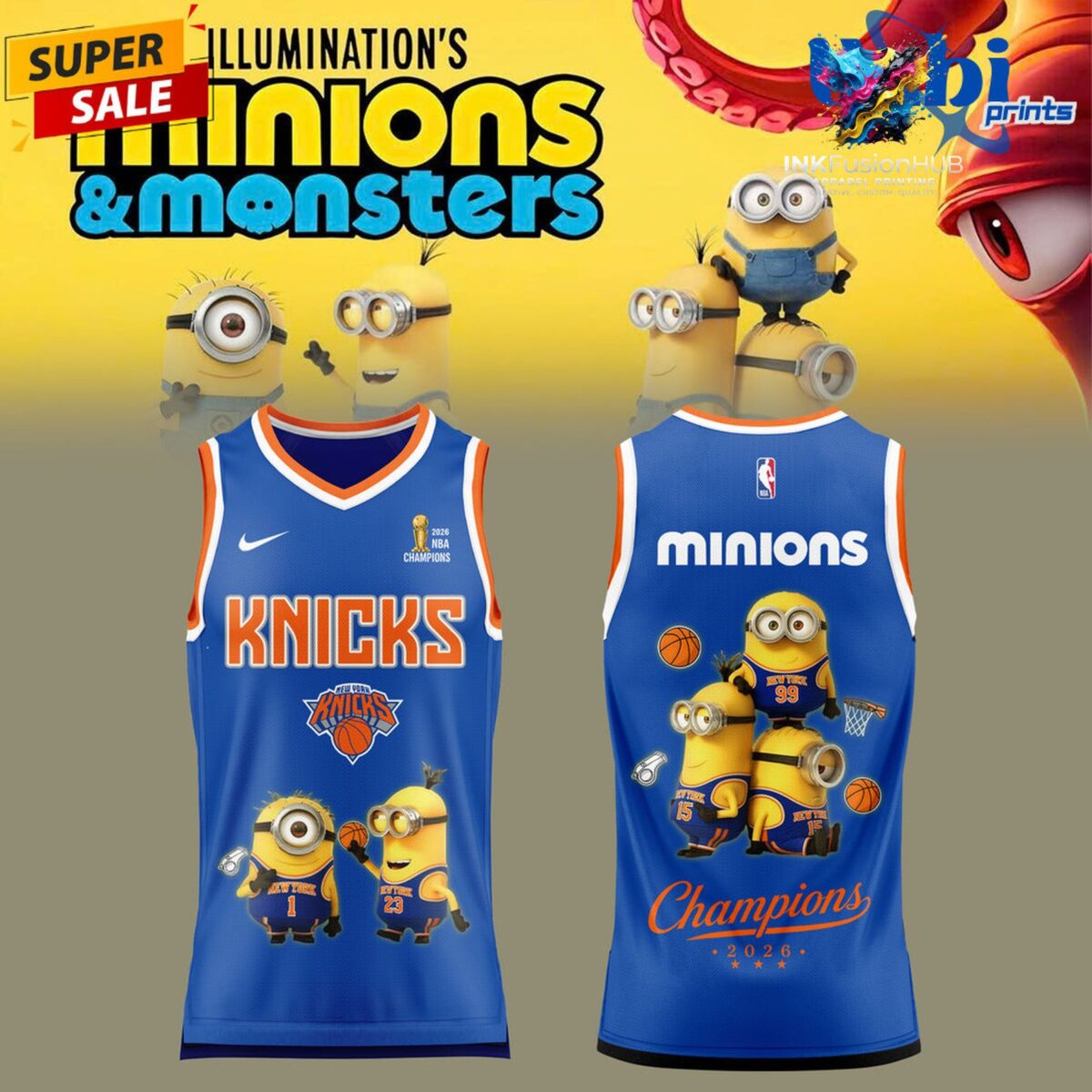 New York Knicks x Minions 2026 Jersey | Crossover NBA Basketball New York Knicks x Minions 2026 Jersey | Crossover NBA Basketball