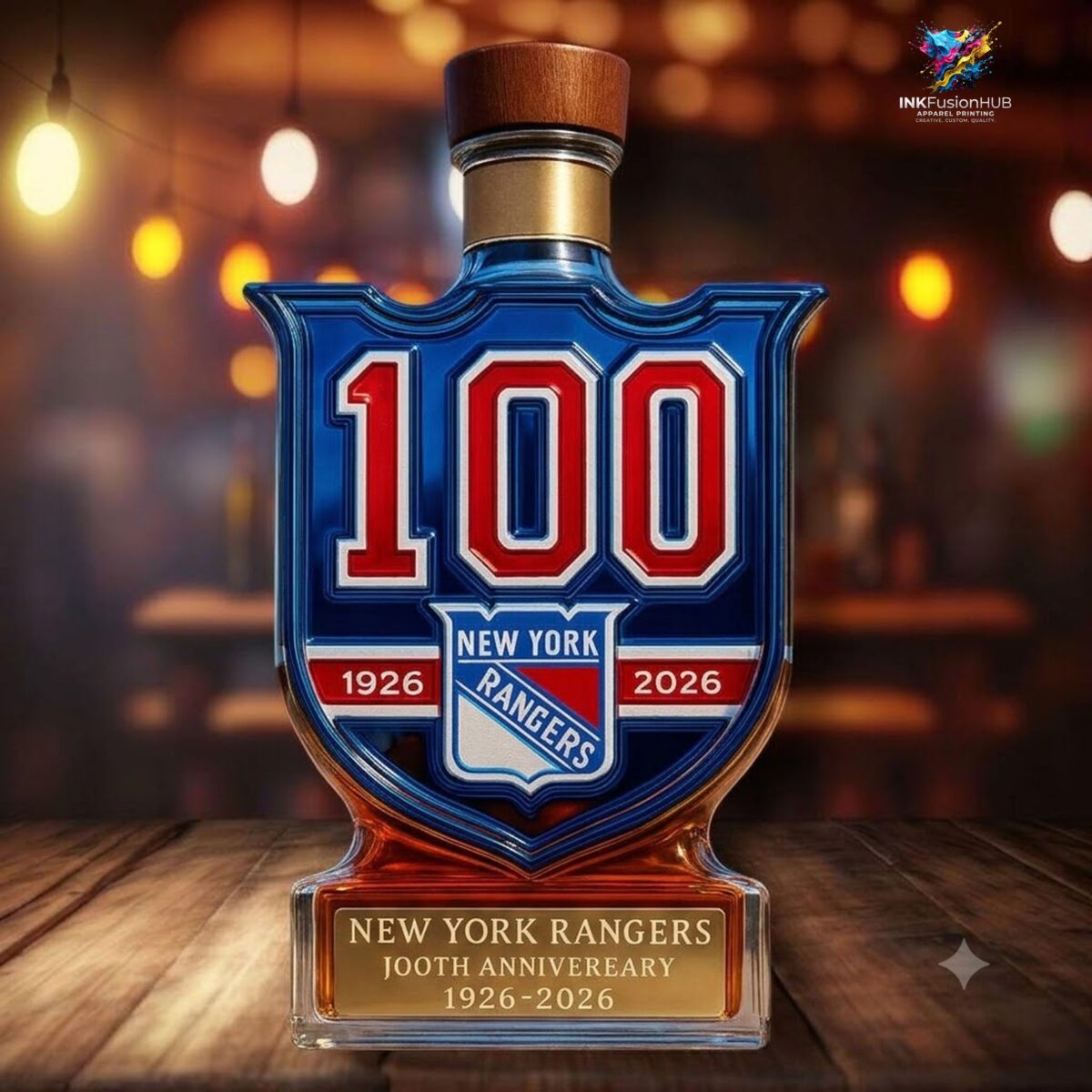 New York Rangers 100th Anniversary Limited Edition Whiskey Bottle