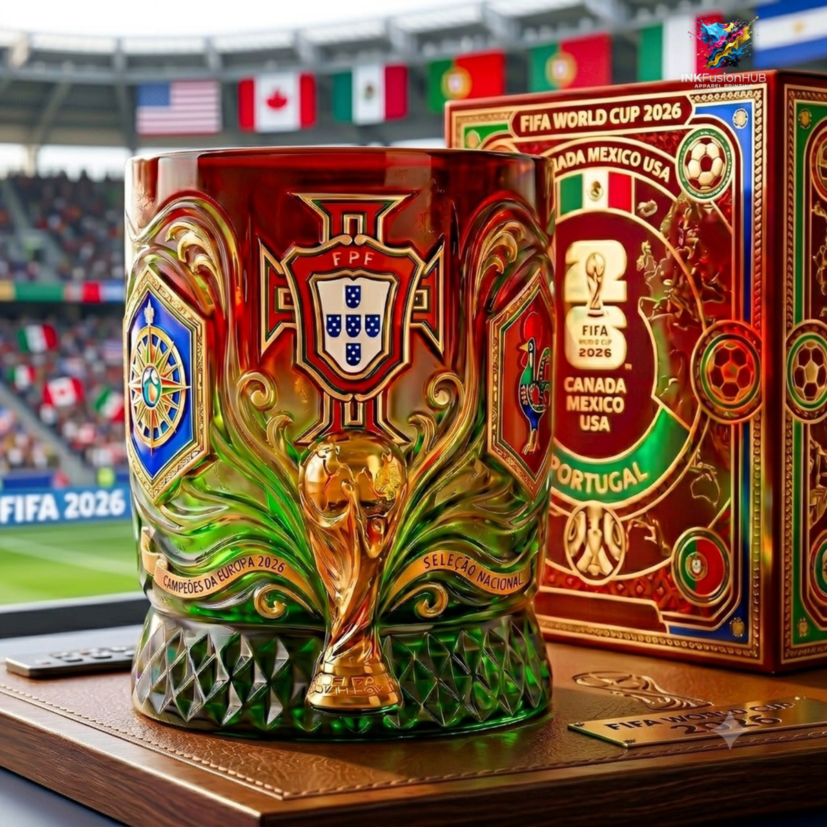 Portugal FIFA World Cup 2026 Campeoes Da Europa Crystal Whiskey Glass