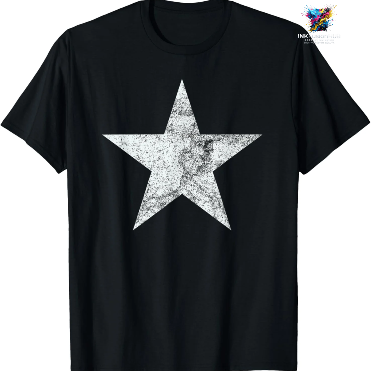 Retro Five Pointed Star Worn Graphic 2D T-shirt