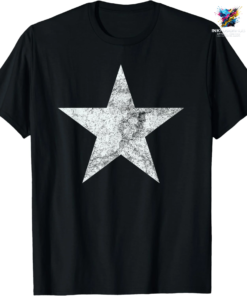 Retro Five Pointed Star Worn Graphic 2D T-shirt