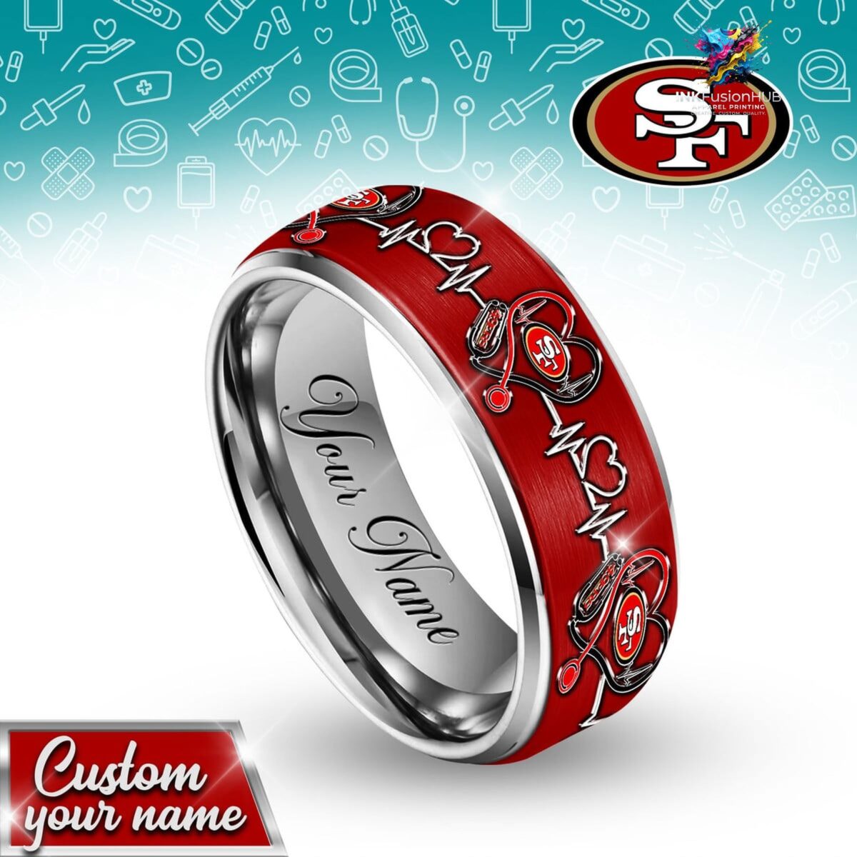 49ers Silver Tungsten Nurse Ring – World Cup 2026 Fan Jewelry