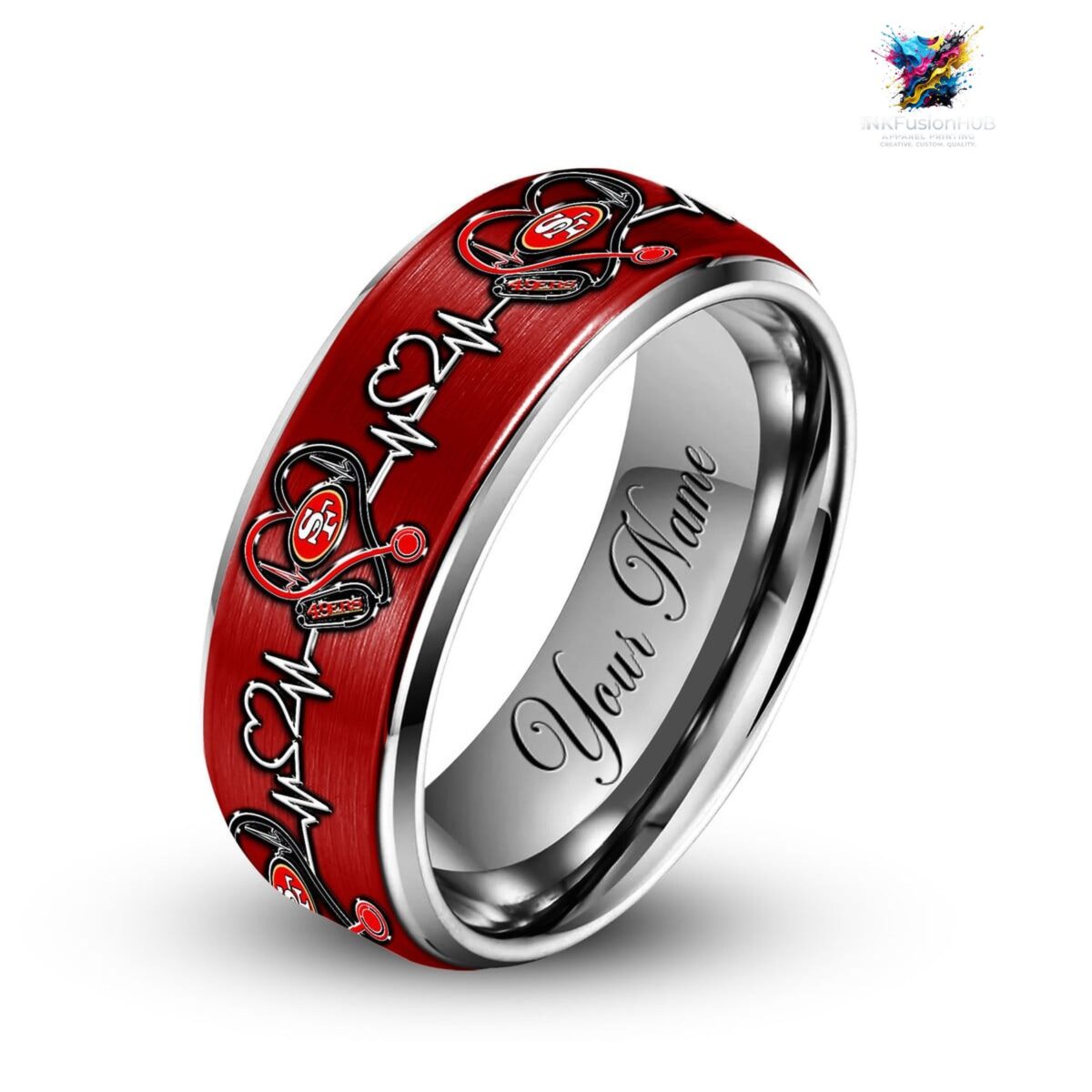 49ers Silver Tungsten Nurse Ring – World Cup 2026 Fan Jewelry