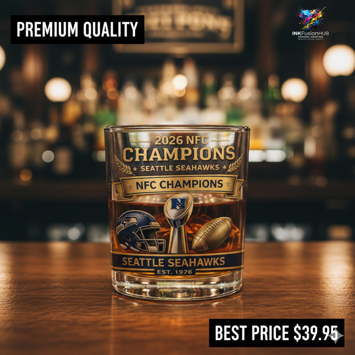 Seattle Seahawks 2026 Nfc Champions Whiskey Glass