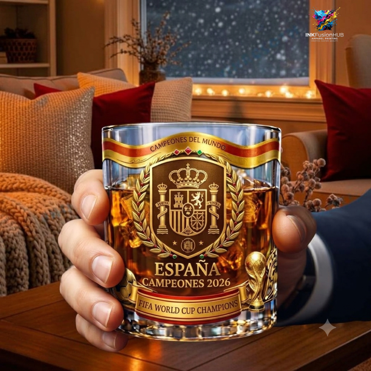 Spain FIFA World Cup Champions 2026 Whiskey Glass