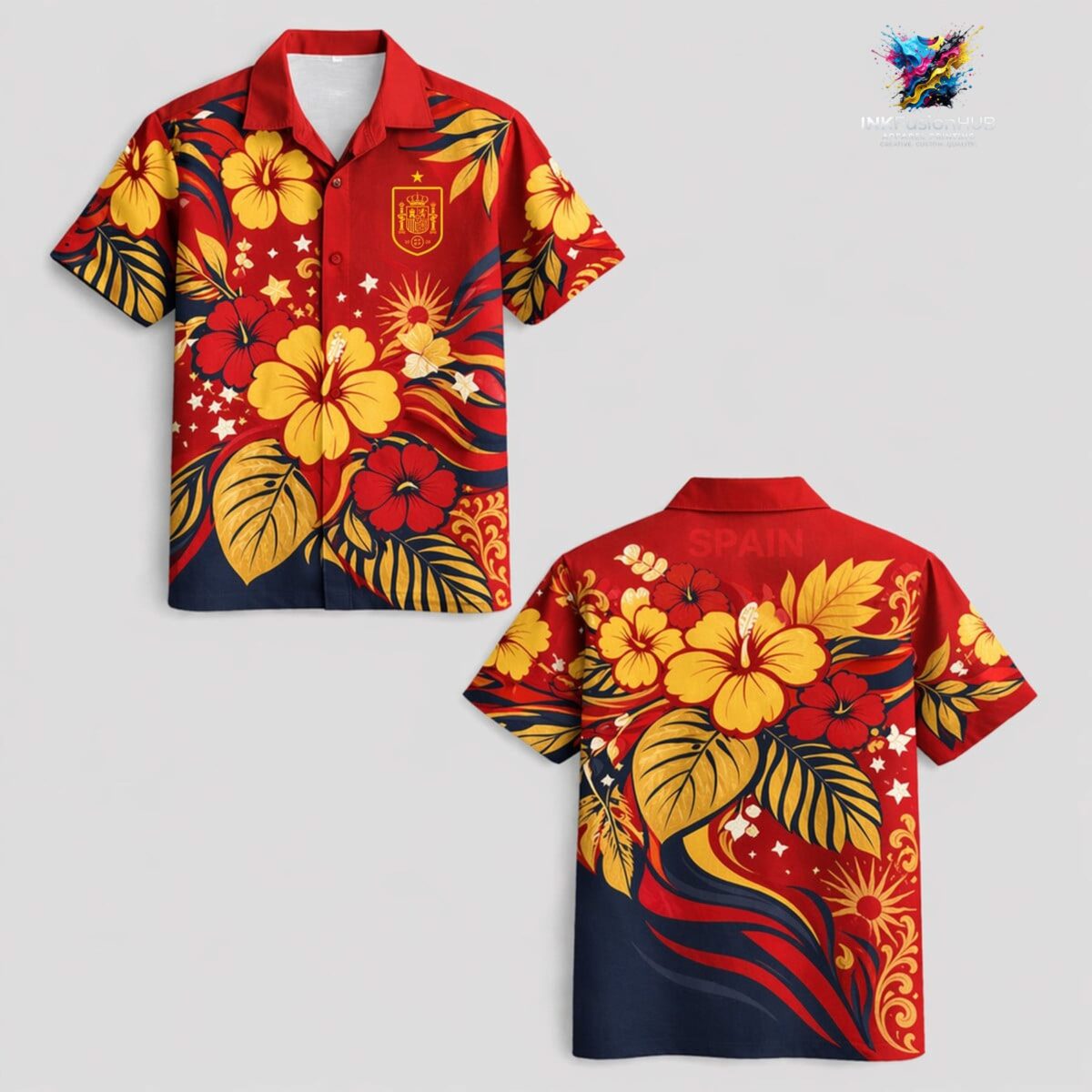Spain World Cup 2026 Floral Hawaiian Shirt