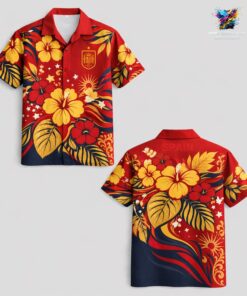 Spain World Cup 2026 Floral Hawaiian Shirt Spain World Cup 2026 Floral Hawaiian Shirt