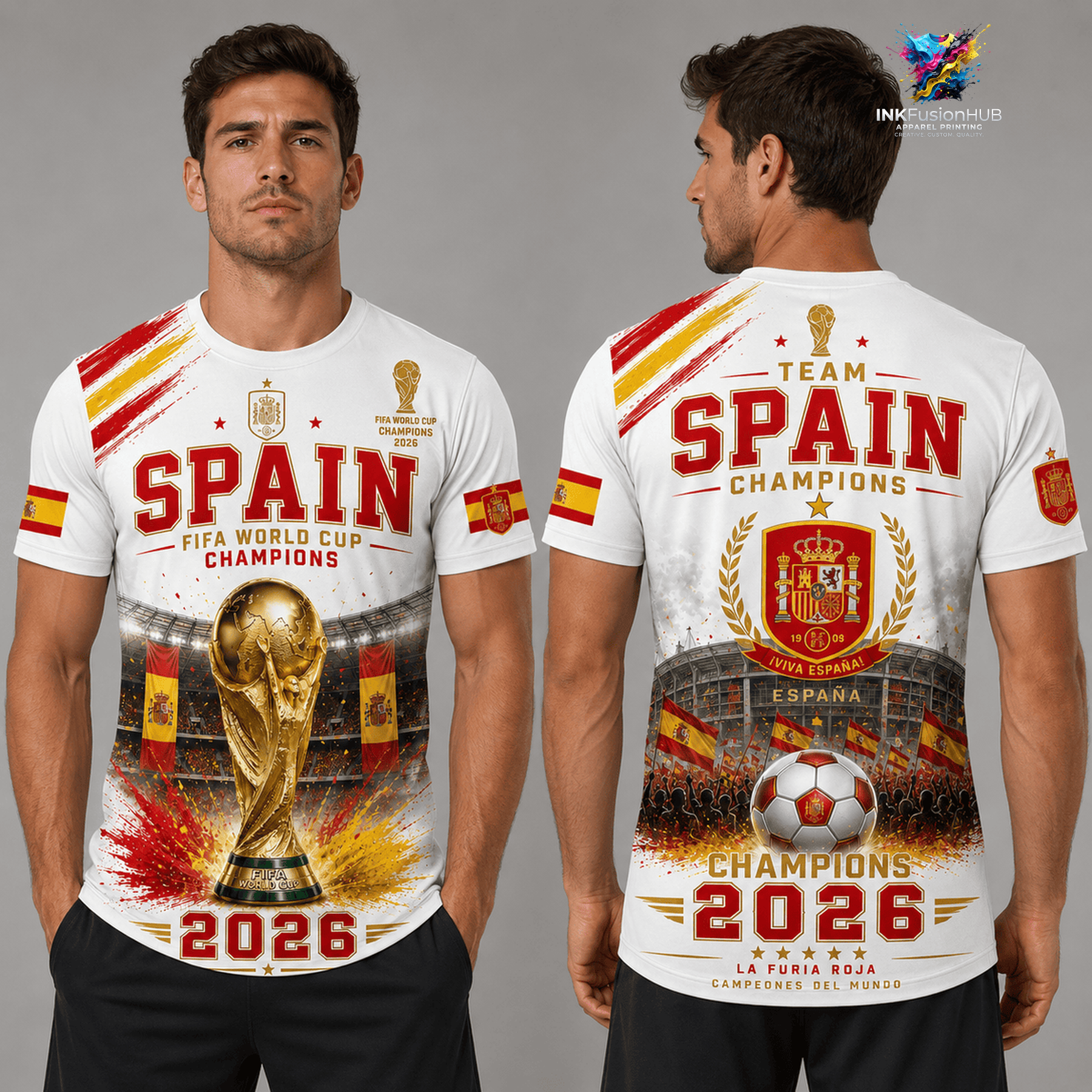 Spain World Cup 26 Champions 3D TShirt Spain World Cup 26 Champions 3D TShirt