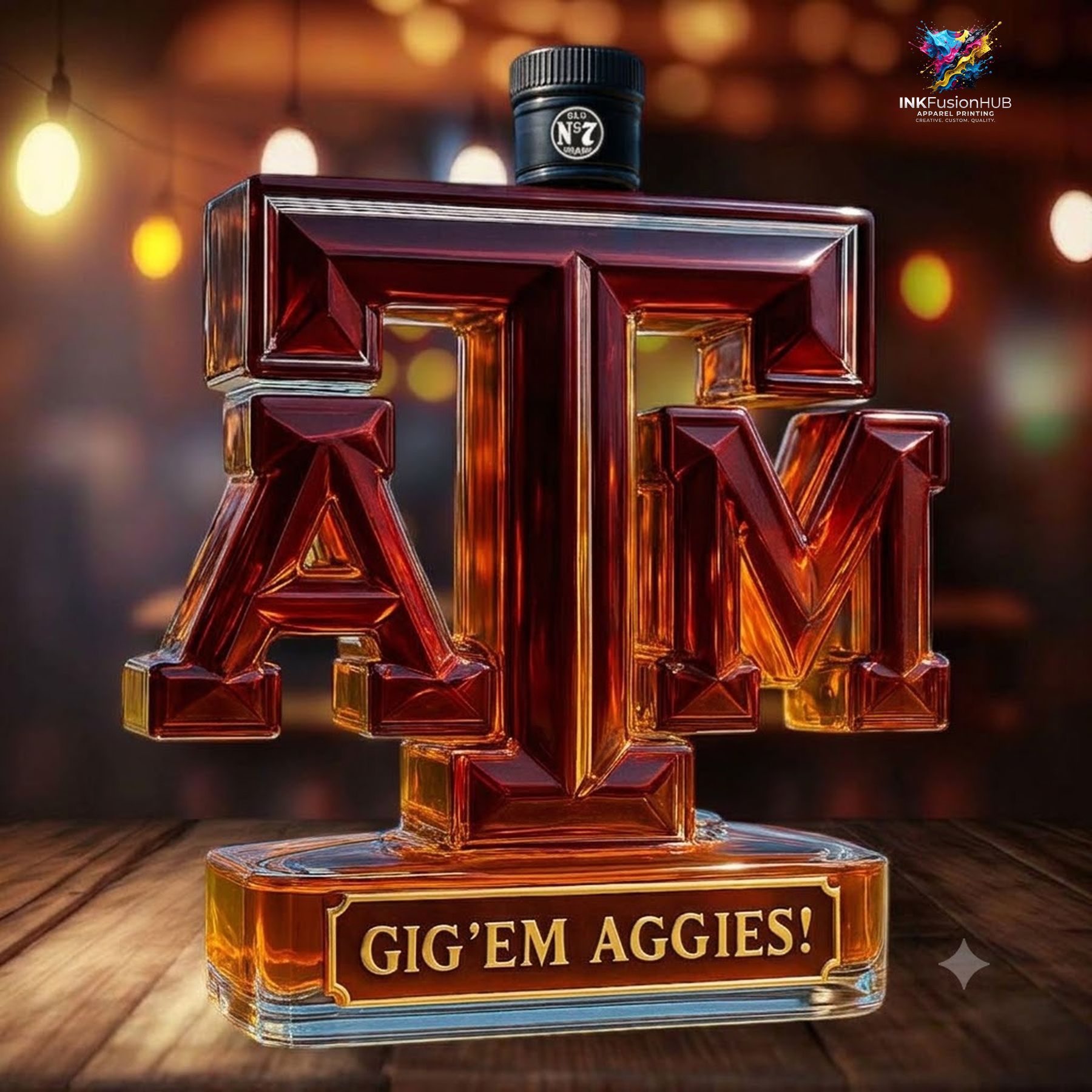 Texas AM Aggies Gigem Aggies Custom Whiskey Bottle Texas AM Aggies Gigem Aggies Custom Whiskey Bottle