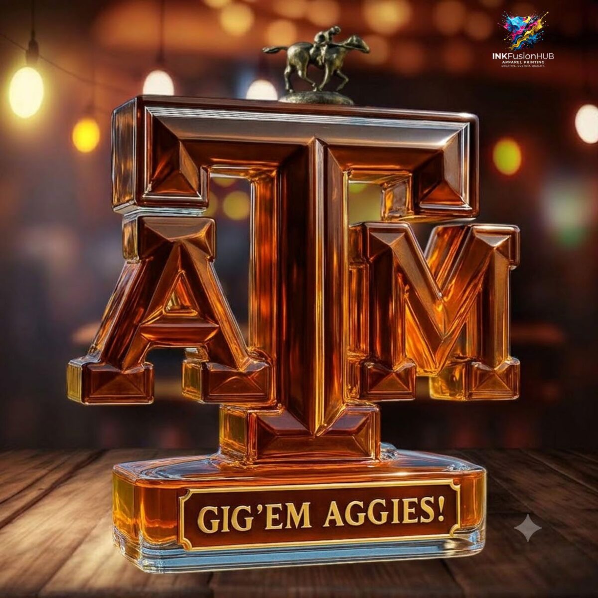 Texas AM Aggies Gigem Aggies Custom Whiskey Bottle