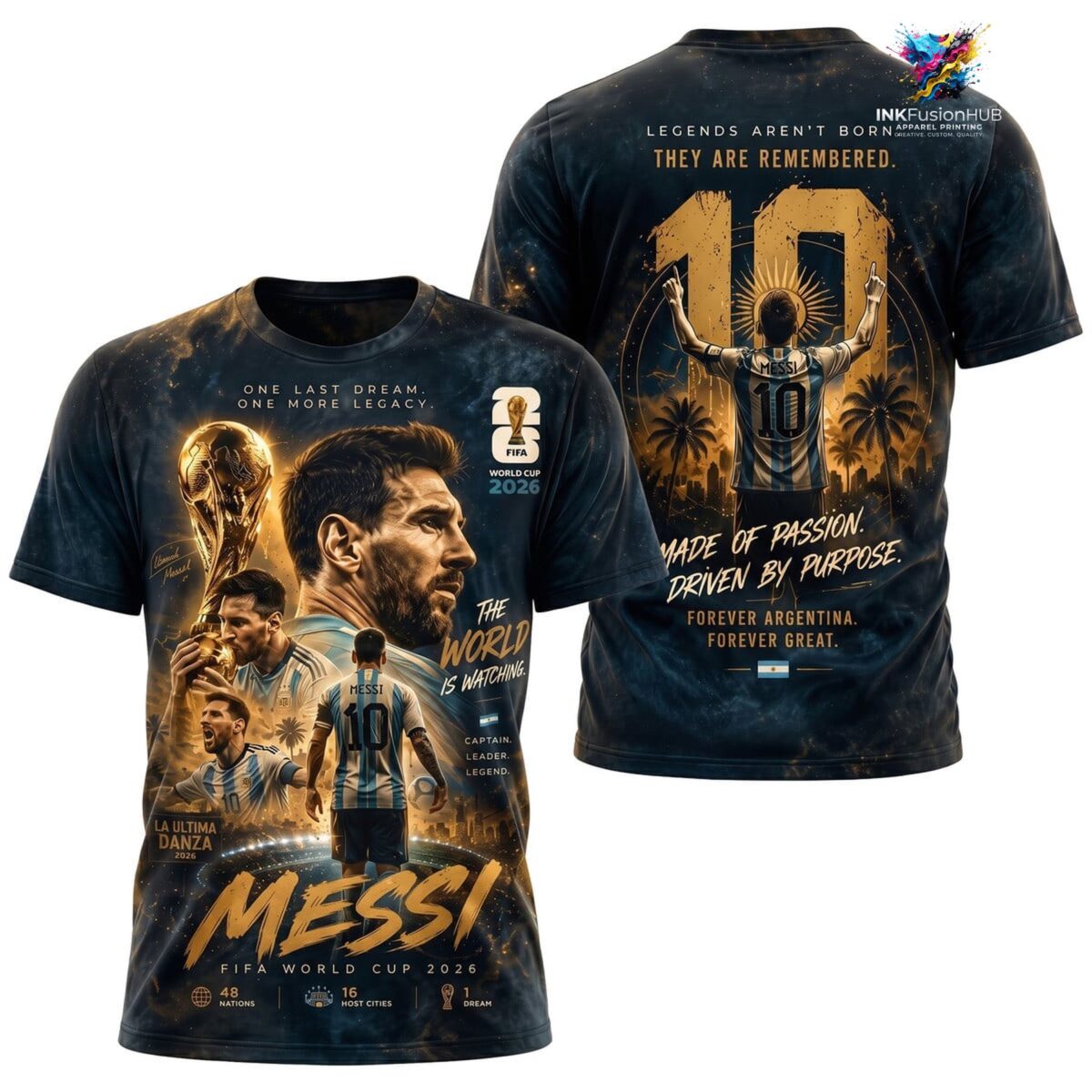 The World Is Watching Lionel Messi Argentina World Cup 26 Champions TShirt
