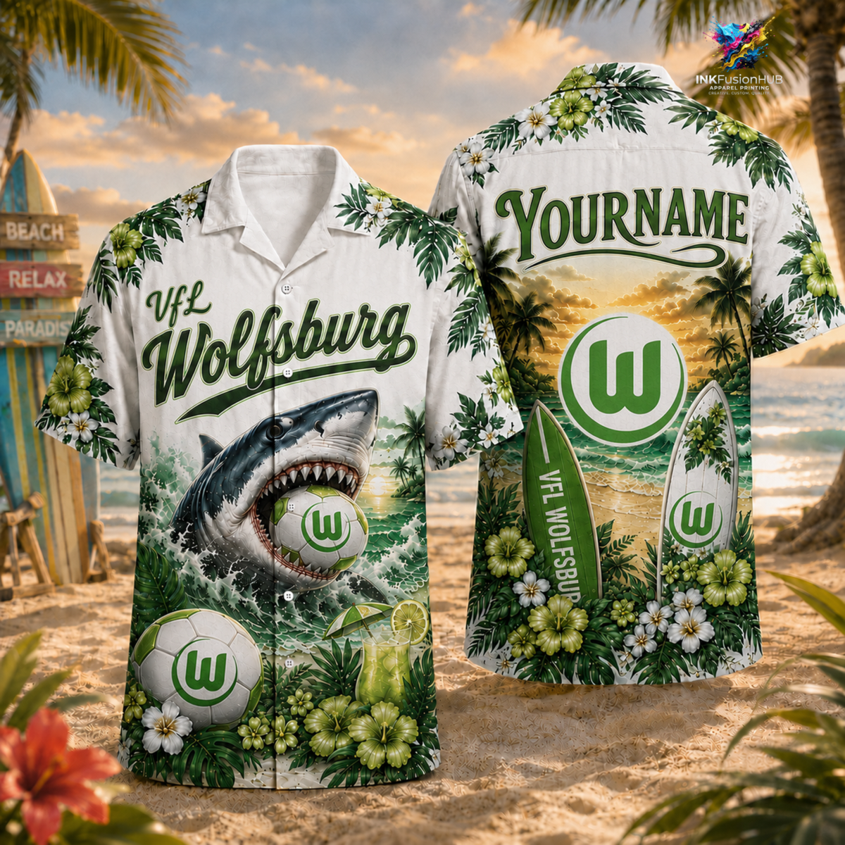 VfL Wolfsburg Personalized Hawaiian Shirt