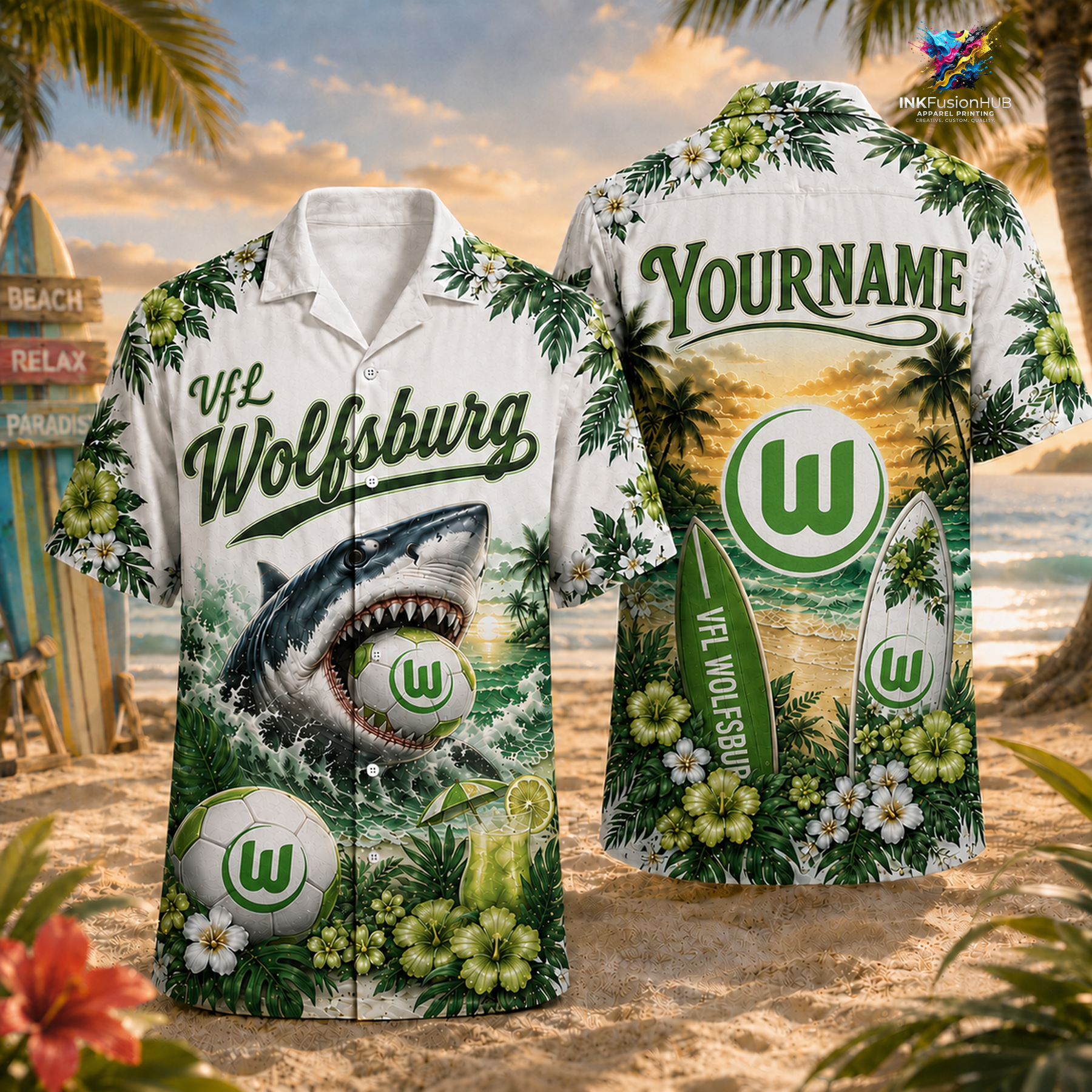 VfL Wolfsburg Personalized Hawaiian Shirt VfL Wolfsburg Personalized Hawaiian Shirt