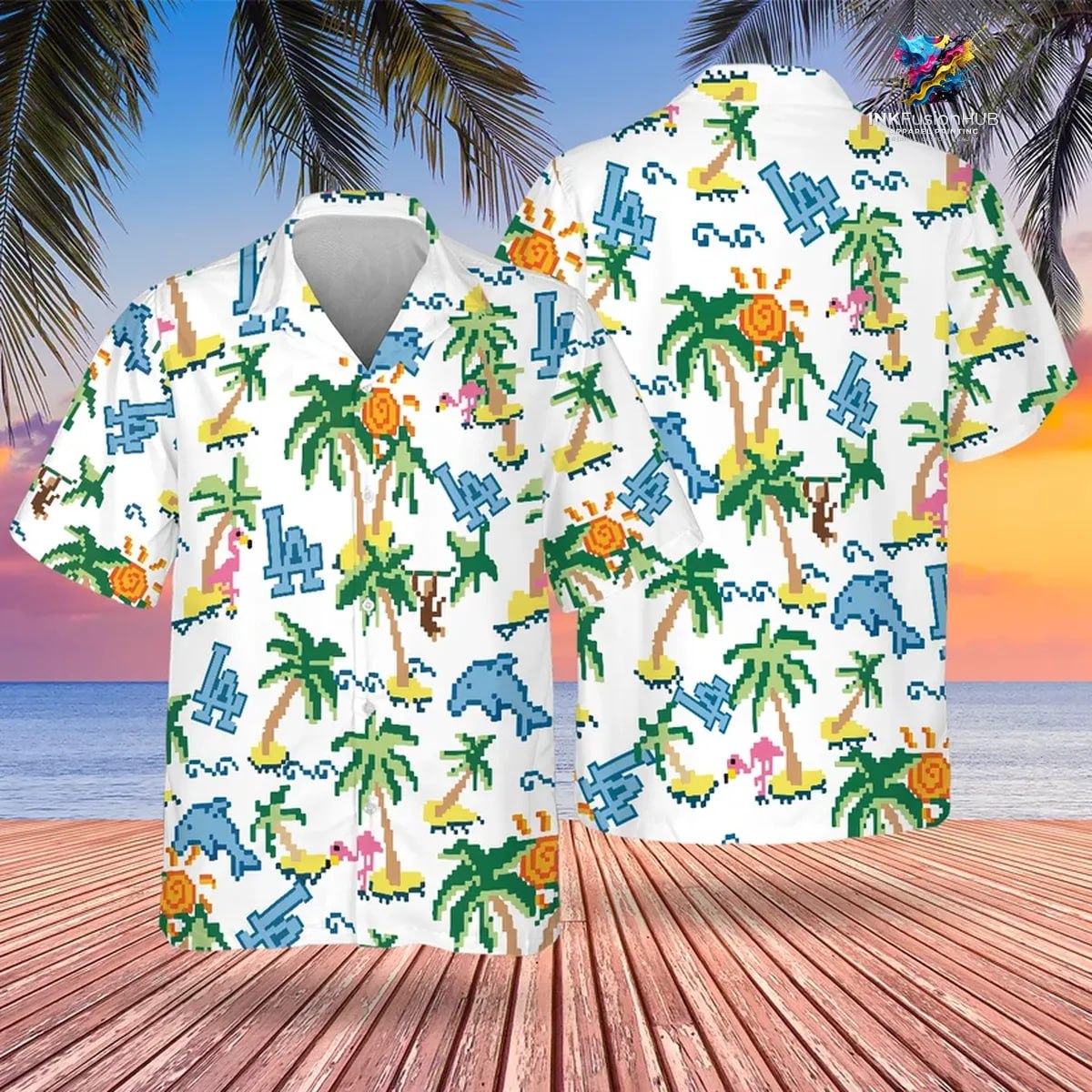 LA Dogers Pixel Hawaiian Shirt