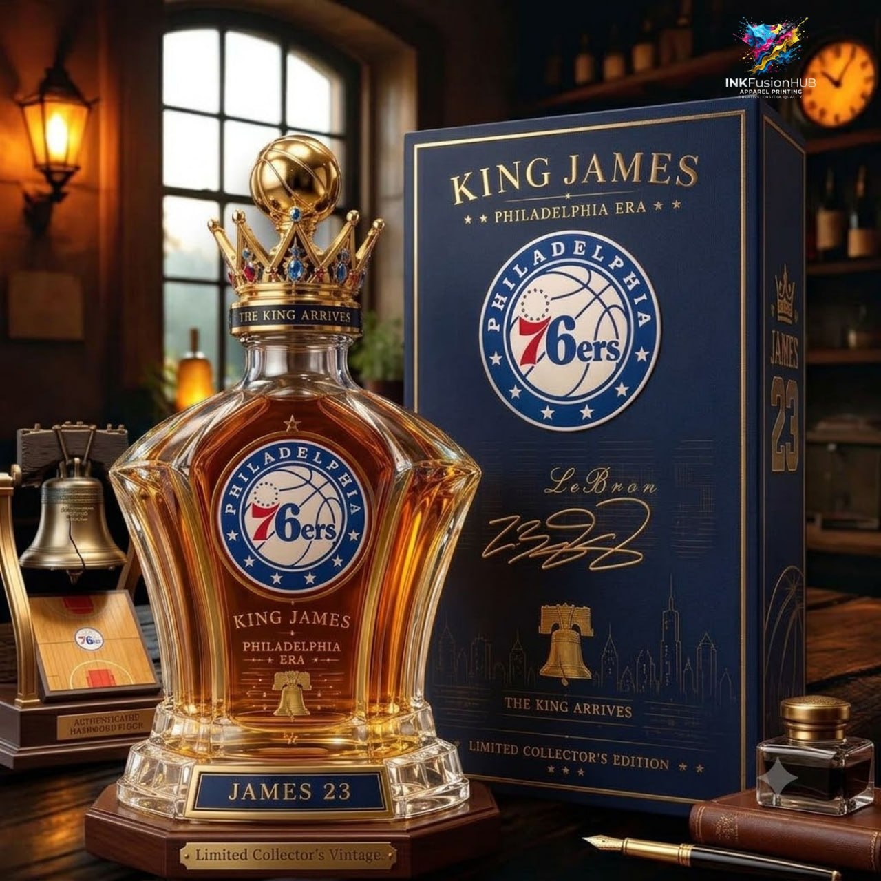 Lebron James NBA Philadelphia 76ers The King Arrives Whiskey Bottle Lebron James NBA Philadelphia 76ers The King Arrives Whiskey Bottle