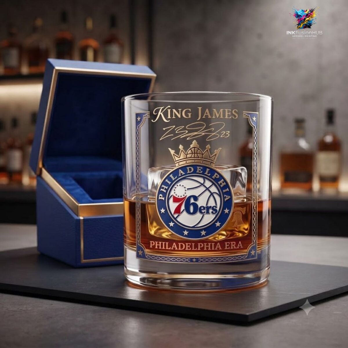 LeBron James NBA Philadelphia 76ers Whiskey Glass