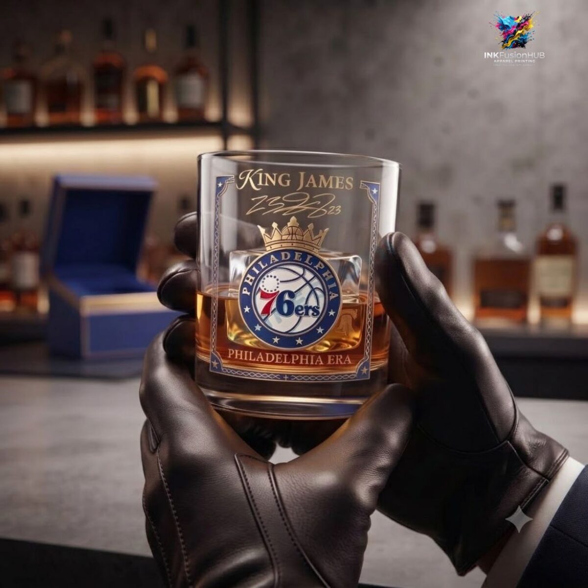 LeBron James NBA Philadelphia 76ers Whiskey Glass