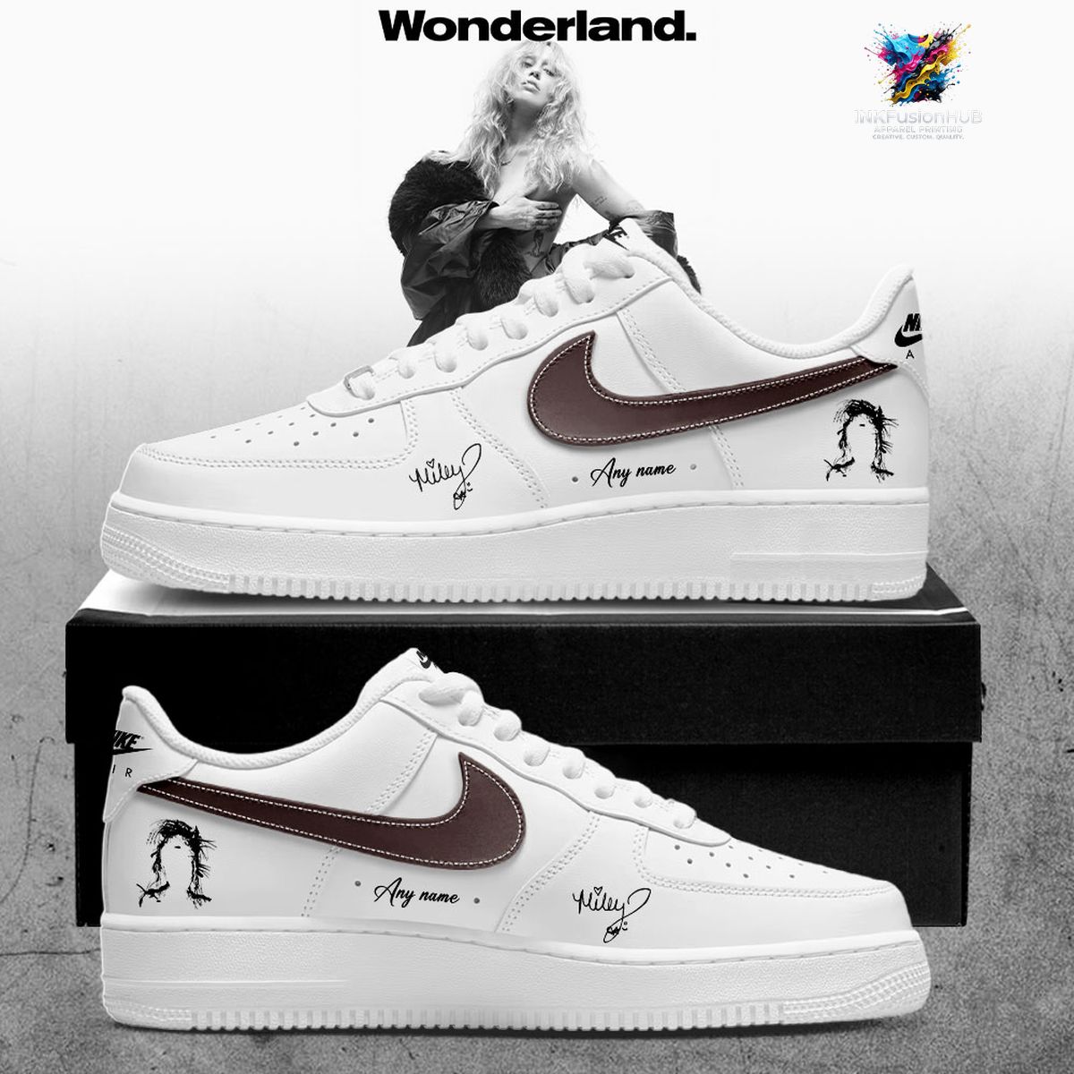 Miley Cyrus Something Beautiful Signature Customized AF1 Shoes