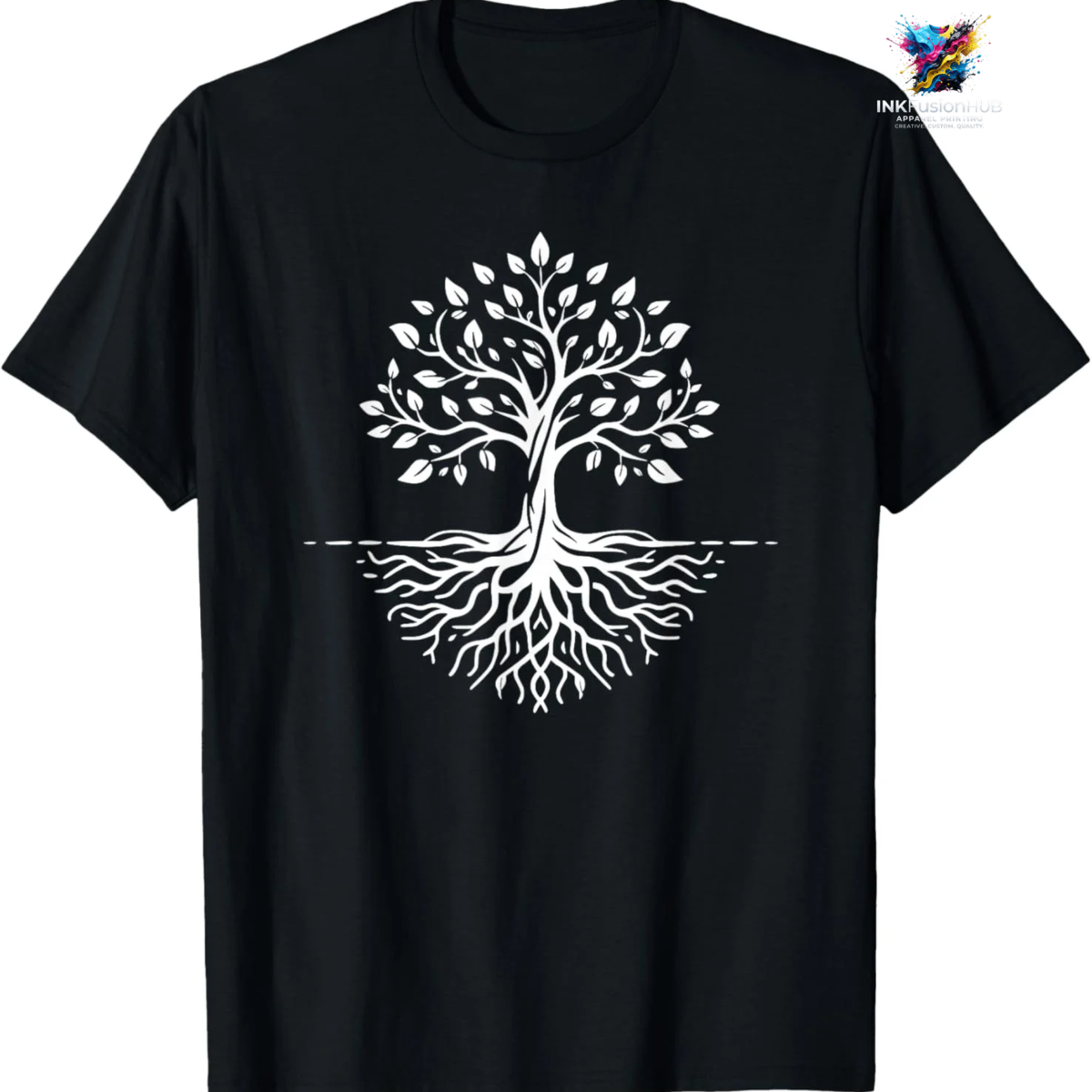 Minimalist Tree Roots Earth Boundary Design 2D T-shirt