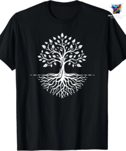 Minimalist Tree Roots Earth Boundary Design 2D T-shirt