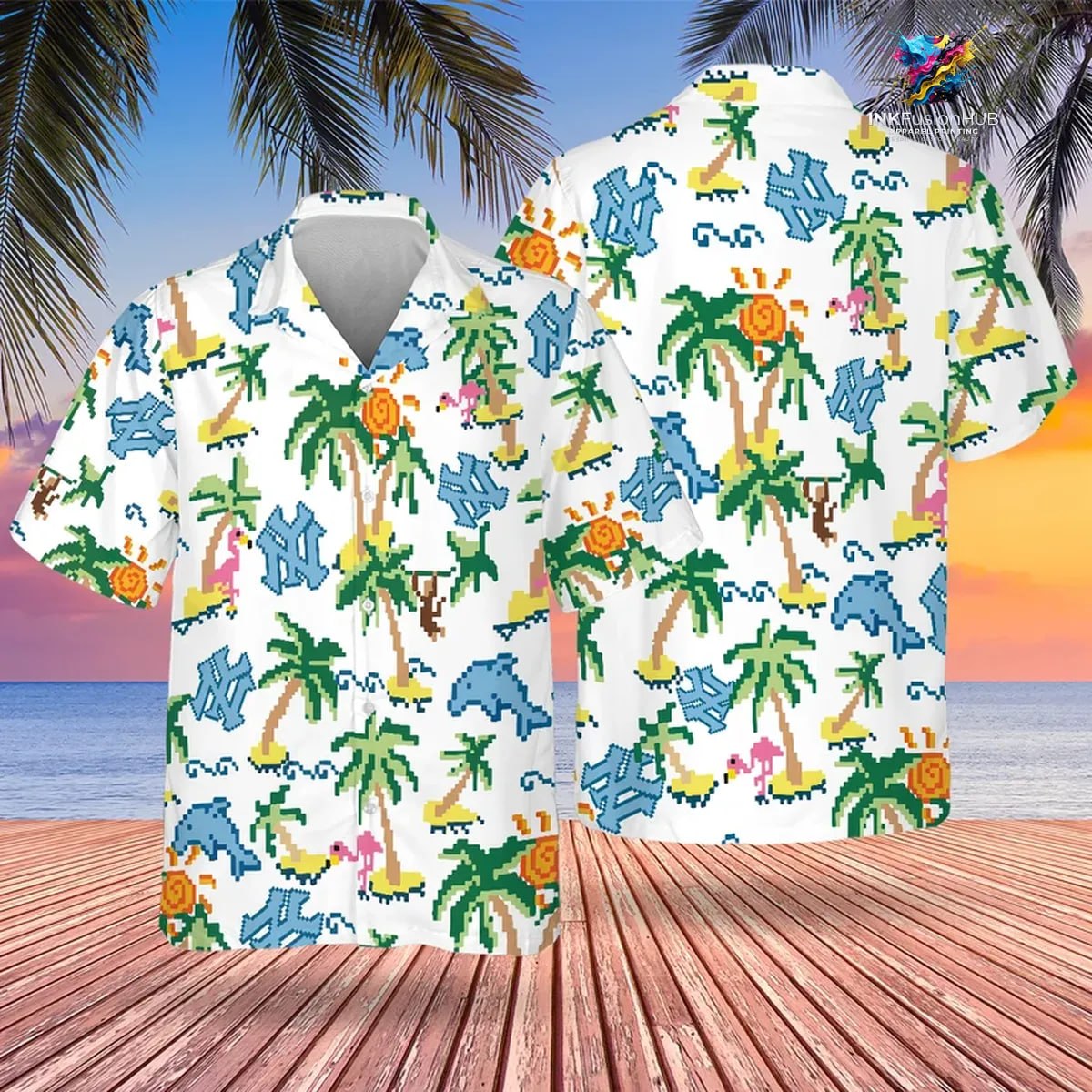 MLB New York Yankees Pixel Hawaiian Shirt