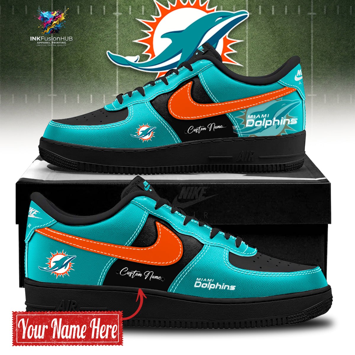 Miami Dolphins BOLD BLACK Edition AF1 Sneakers
