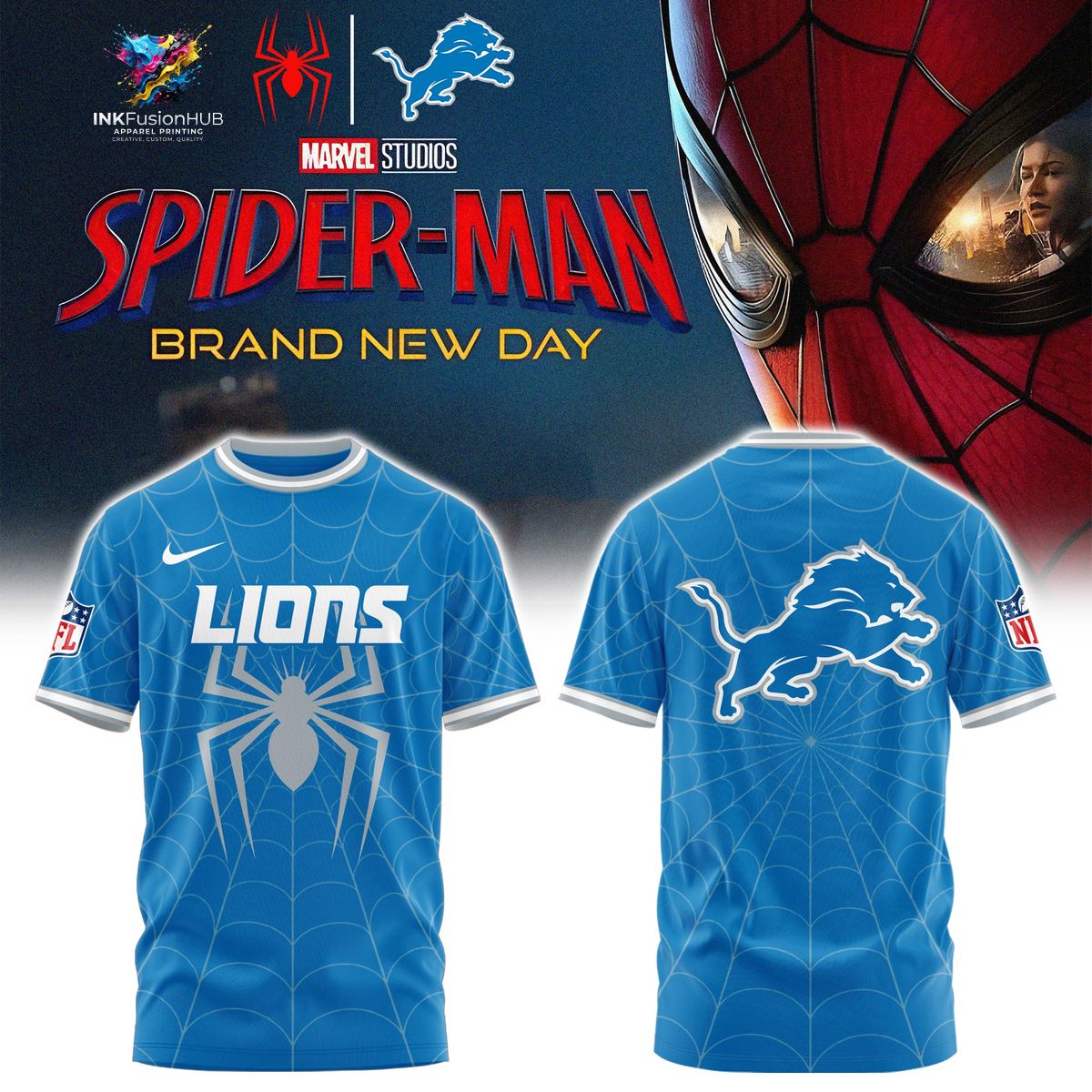 Spider Man Brand New Day Detroit Lions Football Jersey