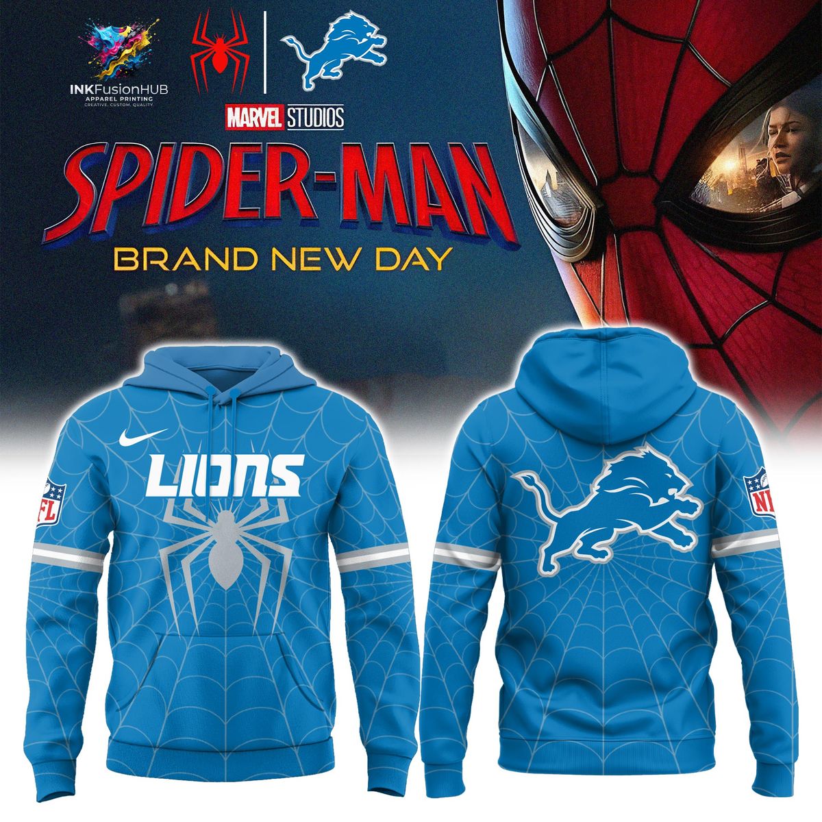 Detroit Lions Spider Man Brand New Day Hoodie