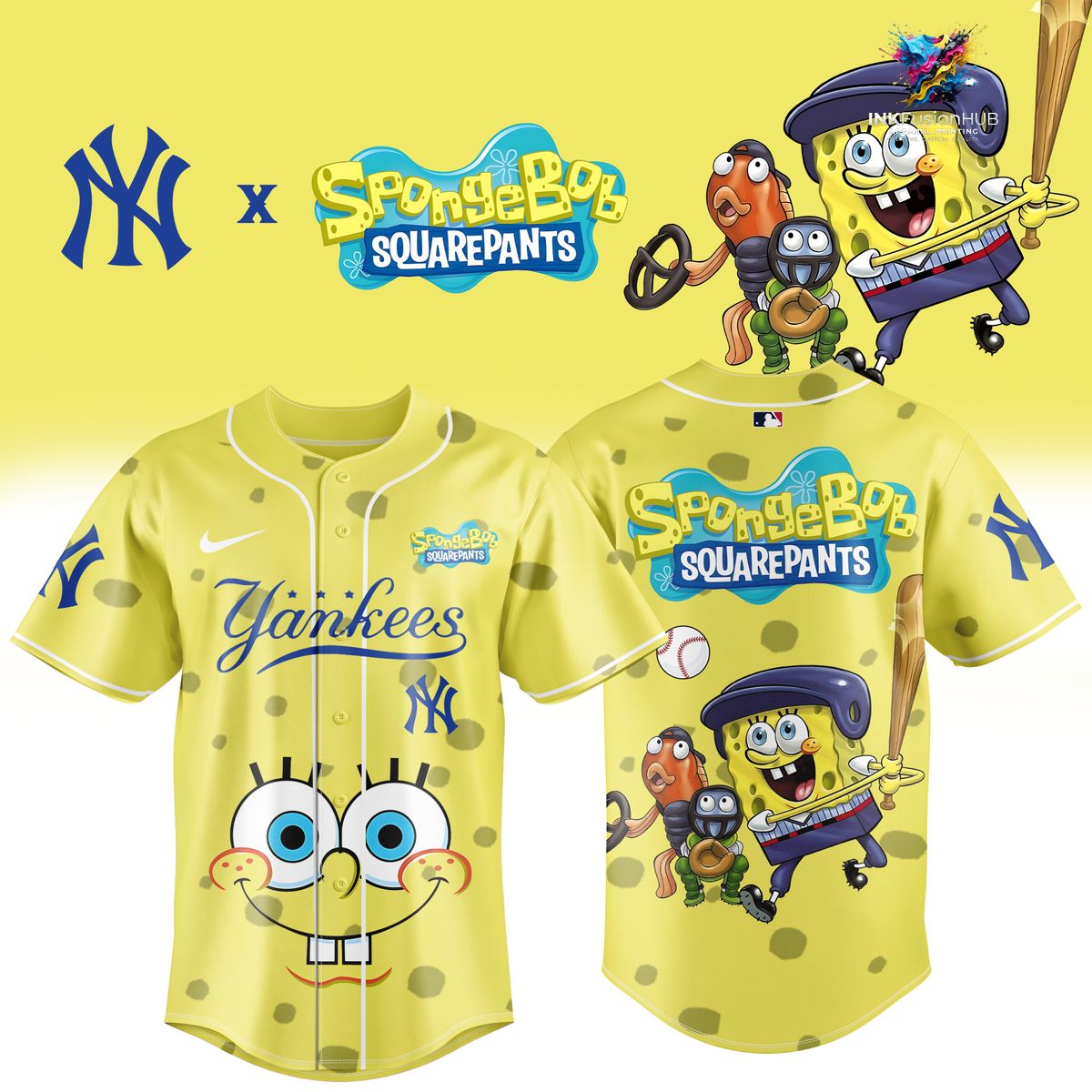 SpongeBob SquarePants Player in New York Yankees Jersey