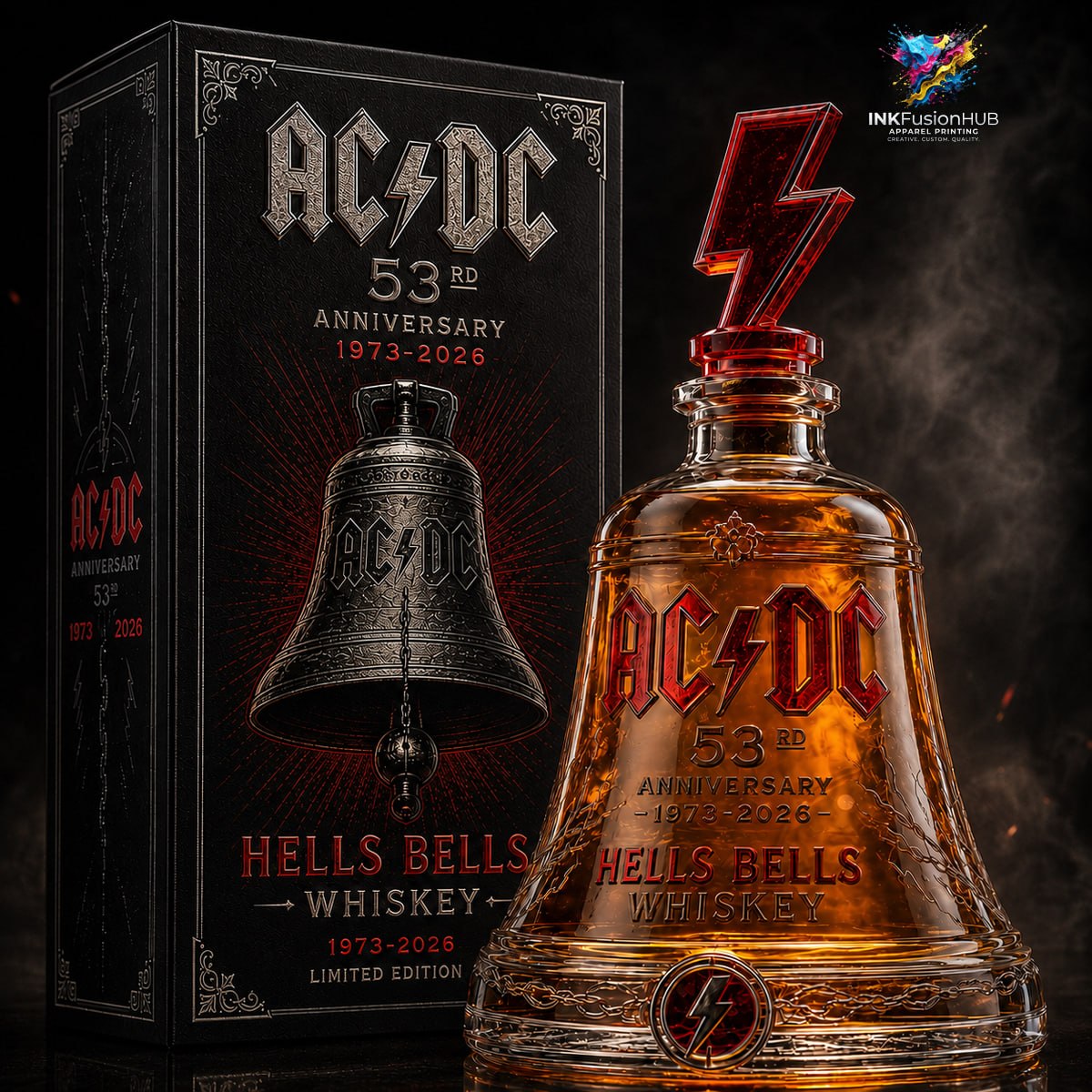 AC/DC Whiskey Bottle 53rd Anniversary 1973-2026 Hells Bells